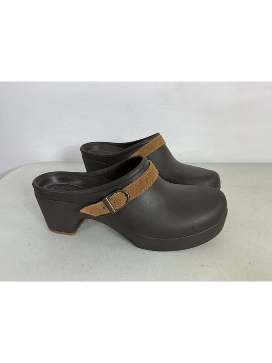 CROCS Shoes - Crocs Brown Clogs Mules Slip On Slides Womens 8